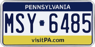PA license plate MSY6485