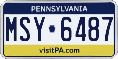 PA license plate MSY6487