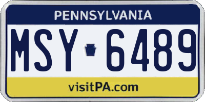 PA license plate MSY6489