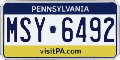 PA license plate MSY6492