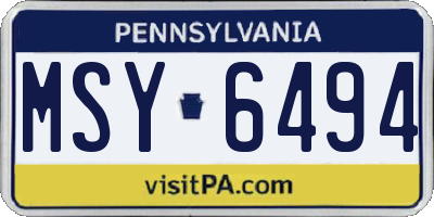 PA license plate MSY6494