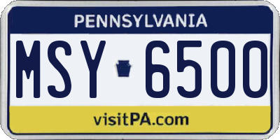 PA license plate MSY6500