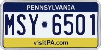 PA license plate MSY6501