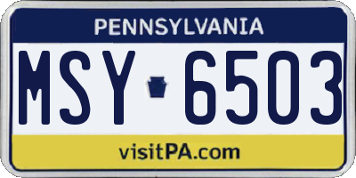 PA license plate MSY6503