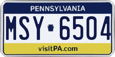 PA license plate MSY6504