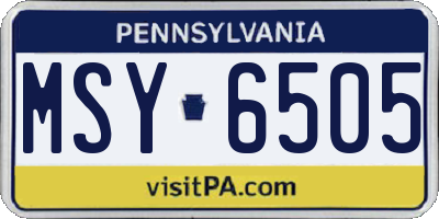 PA license plate MSY6505
