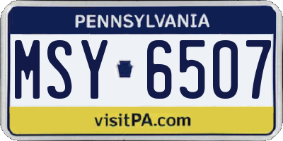 PA license plate MSY6507
