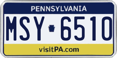 PA license plate MSY6510