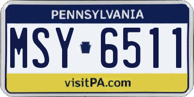 PA license plate MSY6511