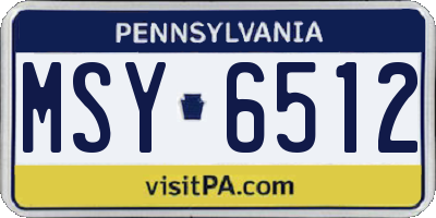 PA license plate MSY6512
