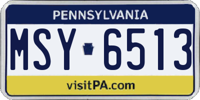 PA license plate MSY6513