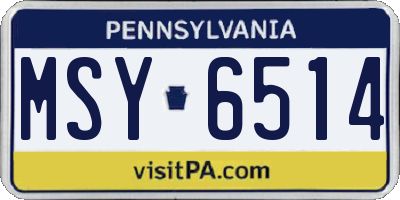 PA license plate MSY6514