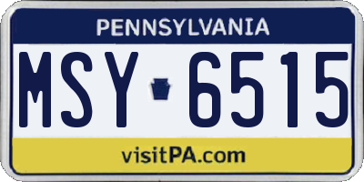 PA license plate MSY6515