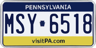 PA license plate MSY6518