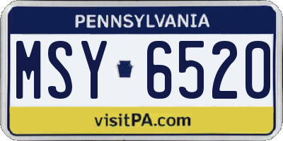PA license plate MSY6520