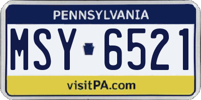 PA license plate MSY6521
