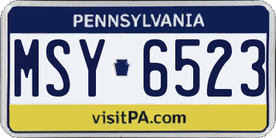 PA license plate MSY6523