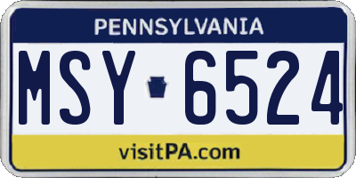 PA license plate MSY6524