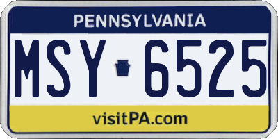 PA license plate MSY6525