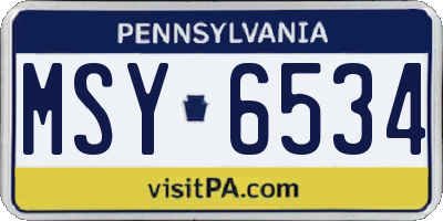 PA license plate MSY6534