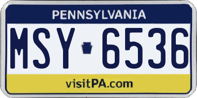 PA license plate MSY6536