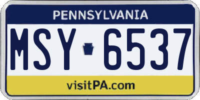PA license plate MSY6537