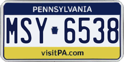 PA license plate MSY6538