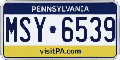 PA license plate MSY6539