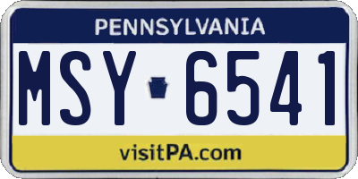 PA license plate MSY6541