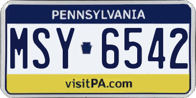 PA license plate MSY6542