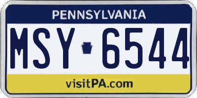 PA license plate MSY6544