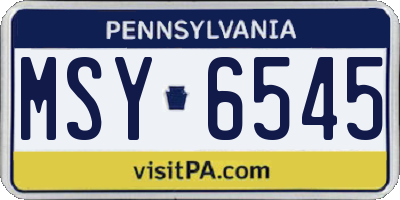 PA license plate MSY6545
