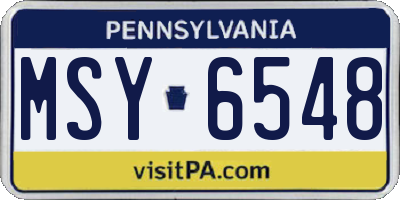 PA license plate MSY6548