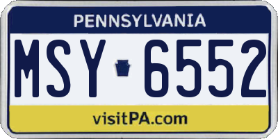 PA license plate MSY6552