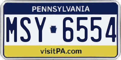 PA license plate MSY6554