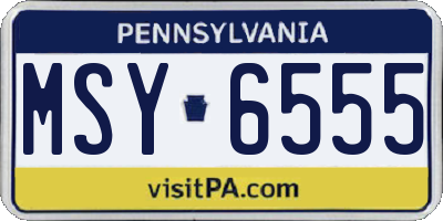 PA license plate MSY6555