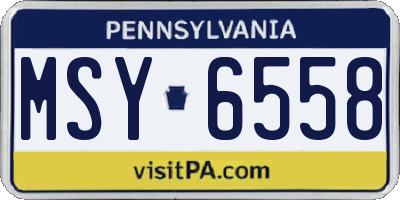 PA license plate MSY6558