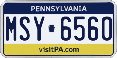 PA license plate MSY6560