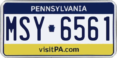 PA license plate MSY6561