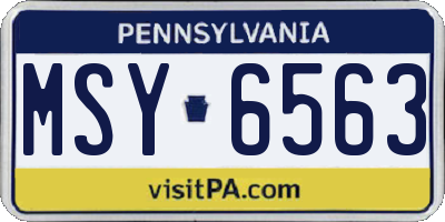 PA license plate MSY6563