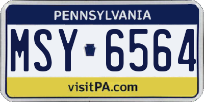 PA license plate MSY6564