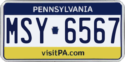 PA license plate MSY6567