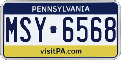 PA license plate MSY6568