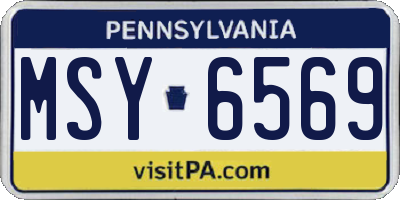 PA license plate MSY6569