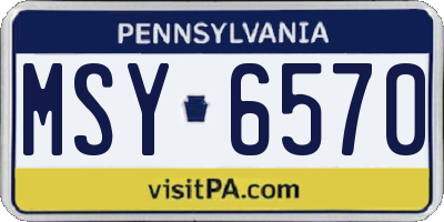 PA license plate MSY6570