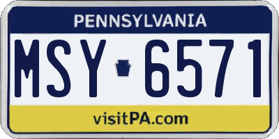 PA license plate MSY6571