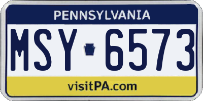 PA license plate MSY6573