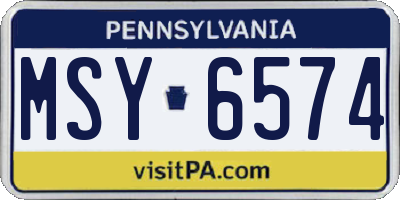 PA license plate MSY6574