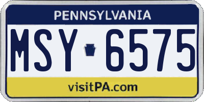 PA license plate MSY6575