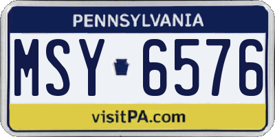 PA license plate MSY6576